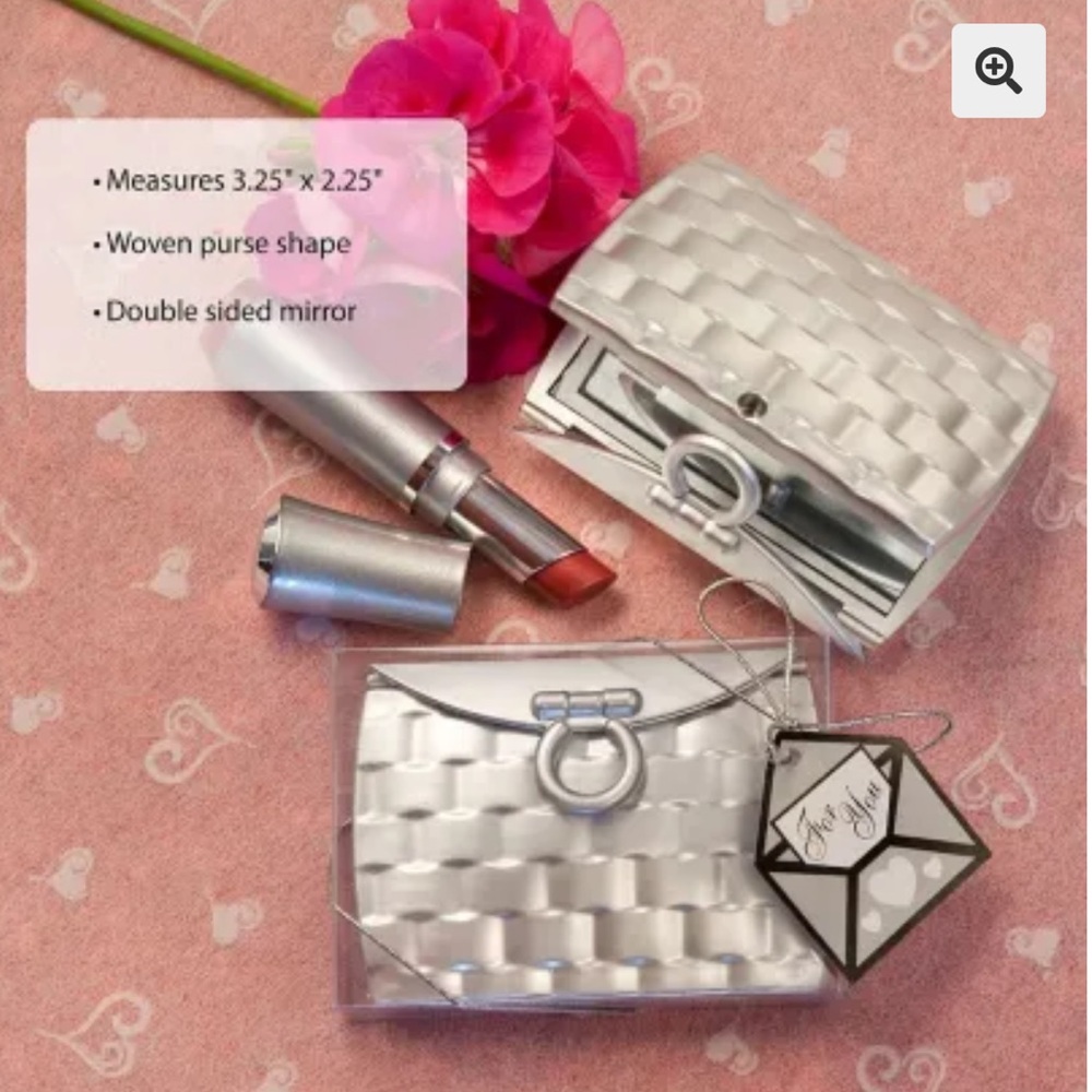 Elegant Purse Shaped Silver Mirror Compact